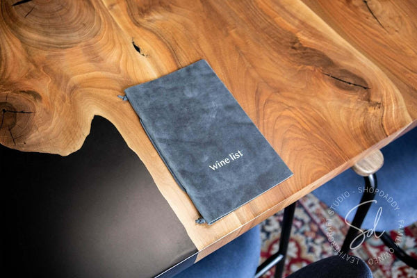 Leather Menu Folder with Leather Lace for bar