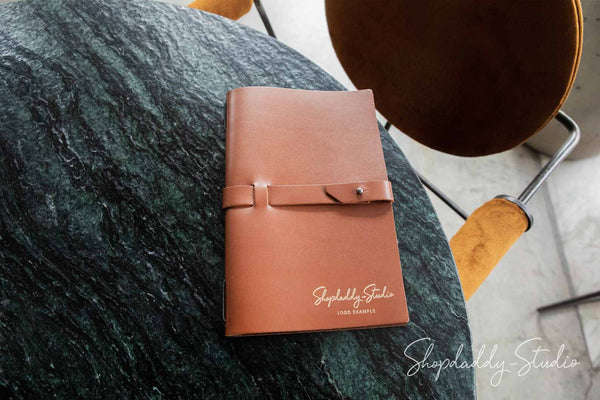 Brown Leather Menu Cover with Leather Belt