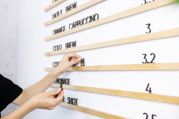 wall menu wooden letter board shopdaddy studio