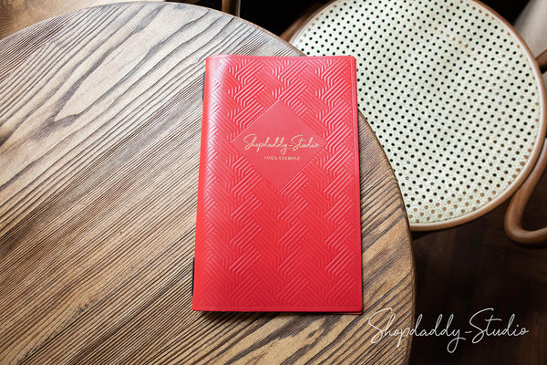 Red Thick Leather Menu Cover with Pattern for wine list