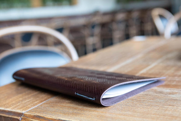 Dark Brown Thick Leather Menu Cover with Pattern for pub