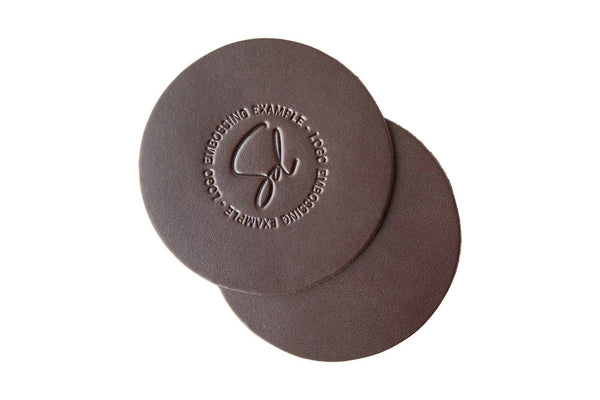 Set of Dark Brown circle Leather Coasters (5 pcs)