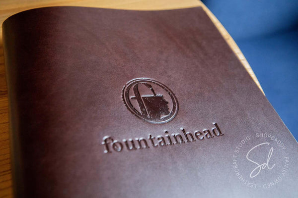 Dark Brown Thick Leather Menu Cover with Steel Rings for bar