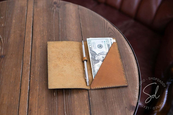 Leather Bill Holder with Pen Loop
