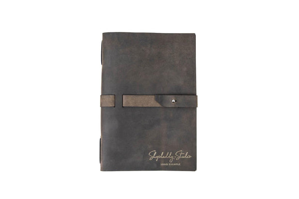 Olive Leather Menu Cover with Leather Belt A5