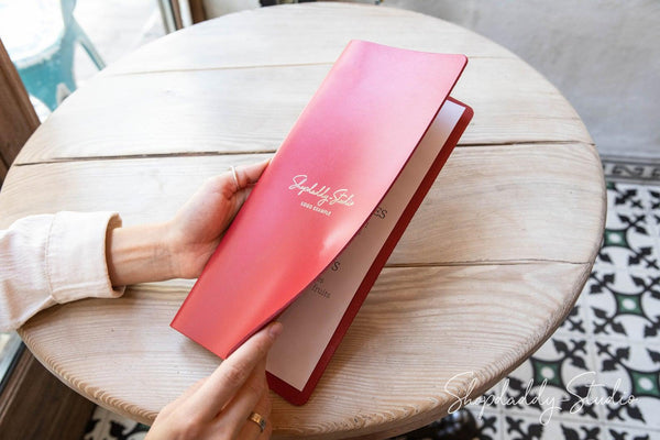 Red Thick Leather Menu Cover with Plank for bar