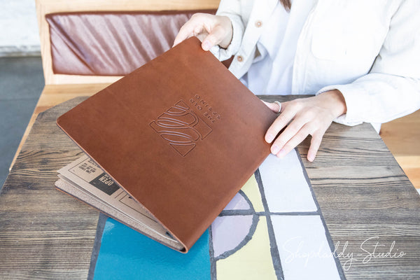 cafe leather menu cover 8.5x5.5 shopdaddy studio