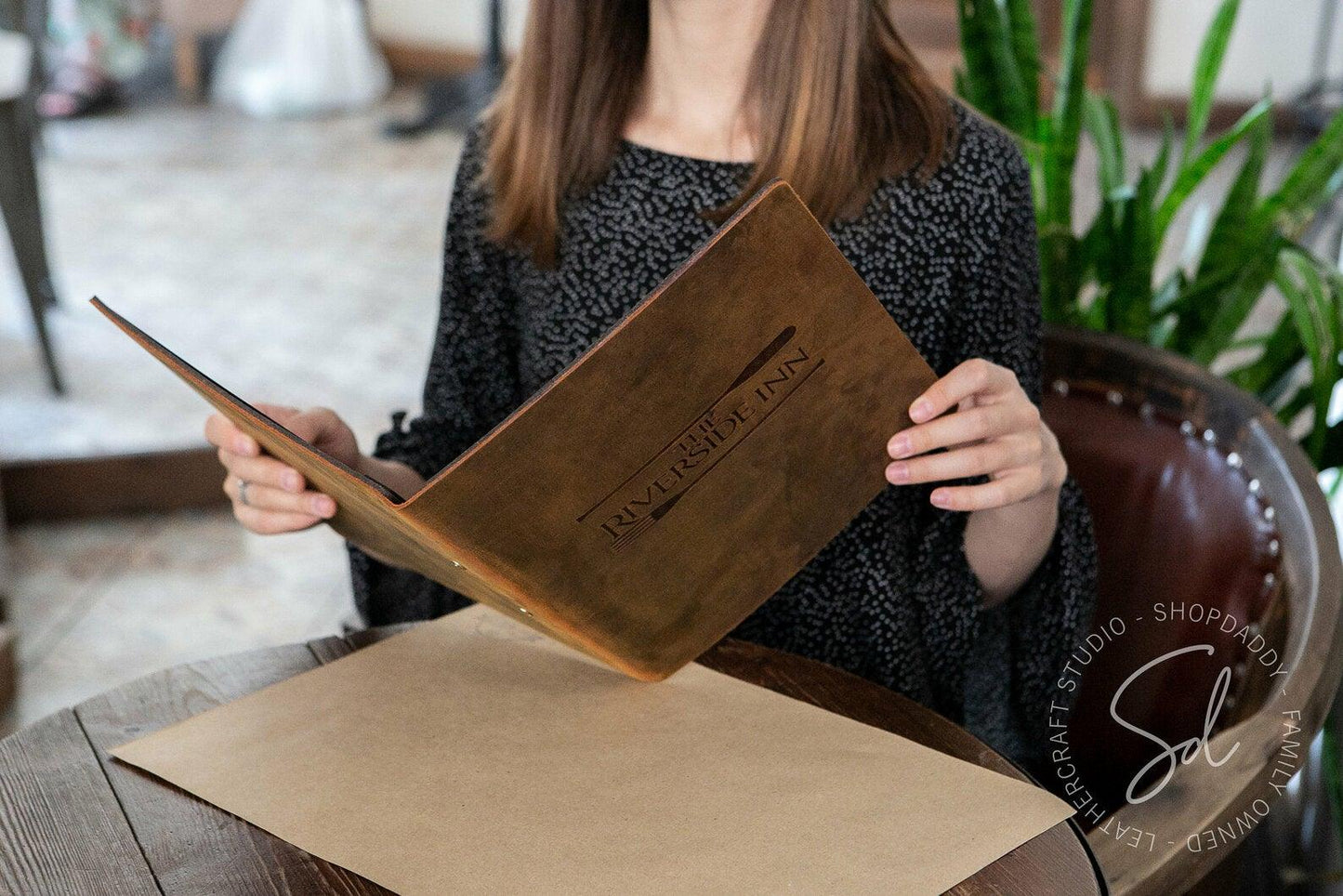 Rusty Leather Menu Book with Cork for restaurant