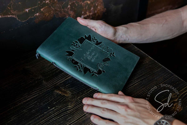 Elegant Leather Menu Book with Leather Lace