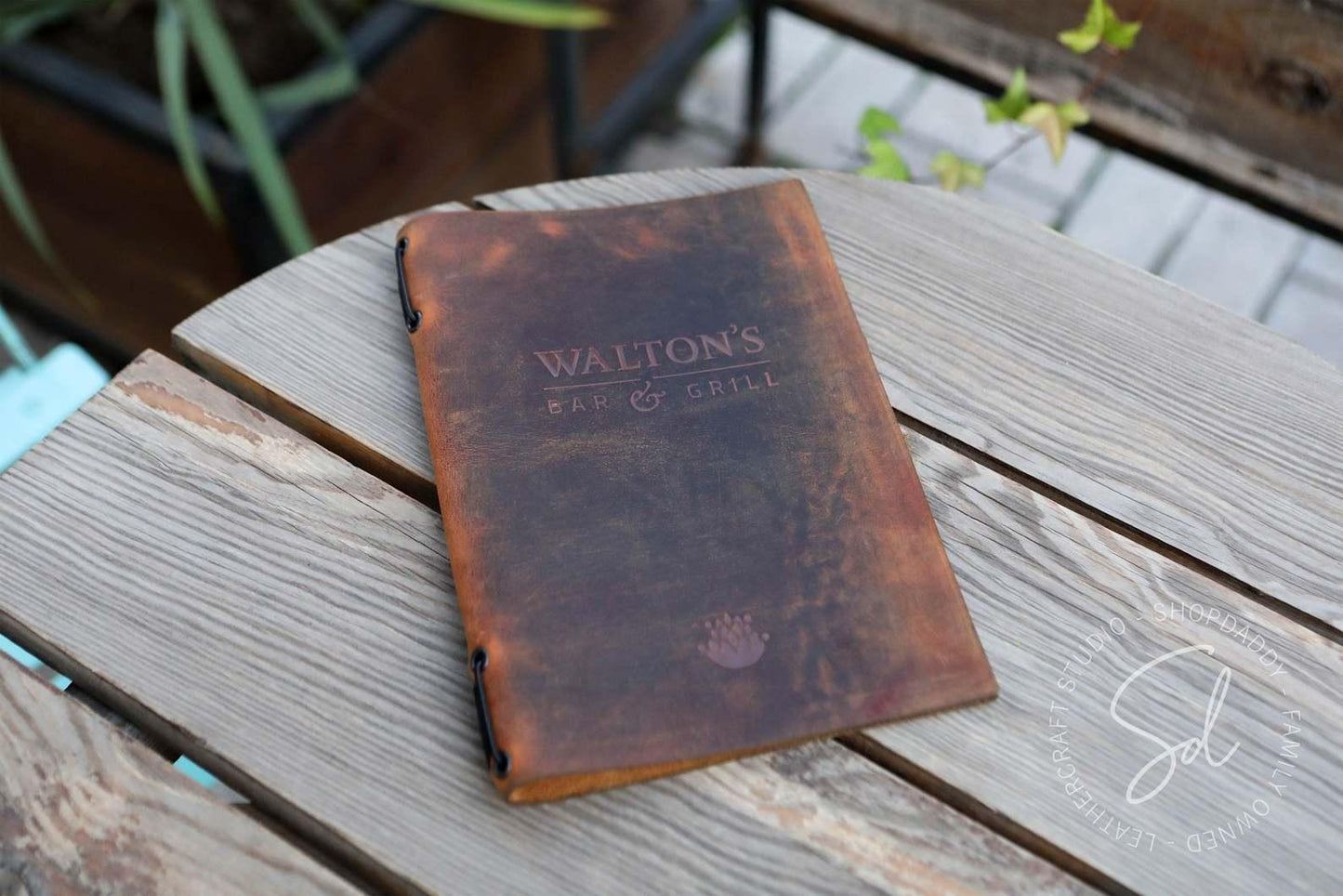 Rusty Leather Menu book with Elastic Band