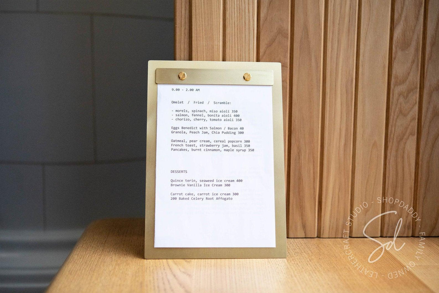 metal menu board A4 for guests shopdaddy studio