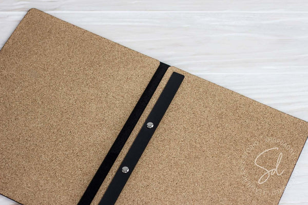 Brown Leather Menu Book with Cork with logo\
