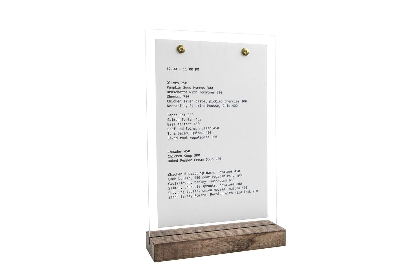 Ashwood Wooden/Acrylic Table Menu Stand for drink menu