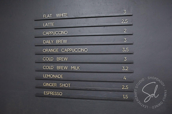 coffee shop wall wooden letter board shopdaddy studio