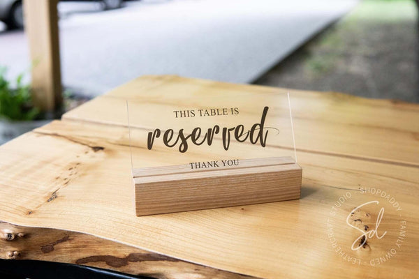 cafe Wedding Table Reserved Sign