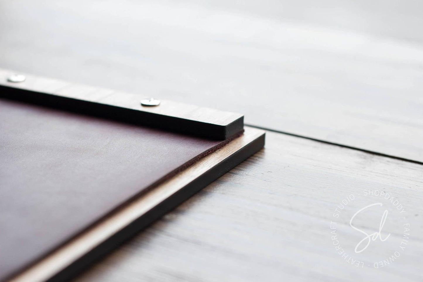 elegant Walnut Menu Board with Leather Cover