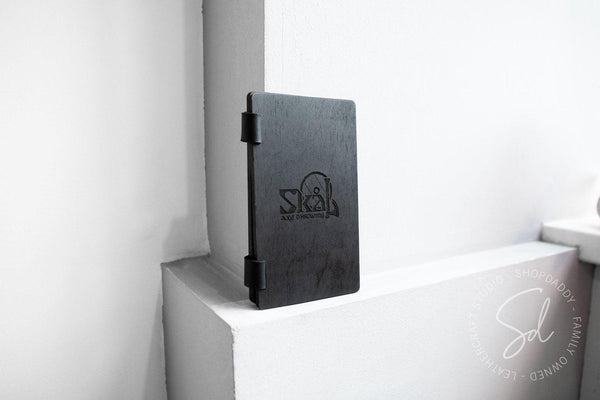 Wood Server Check Presenter with Leather Pocket on Screws