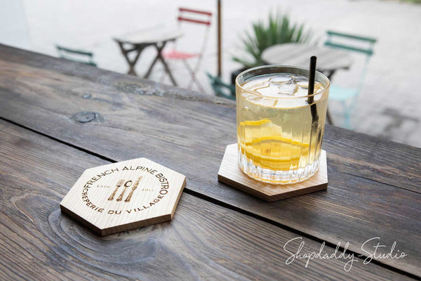 elegant Set of Wooden Coasters (5 pcs)