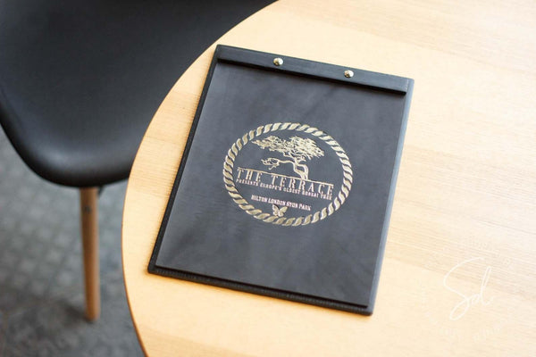 cafe Menu Holder with Leather Cover