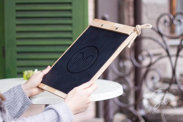Elegant Menu Holder with Leather Cover & Rope
