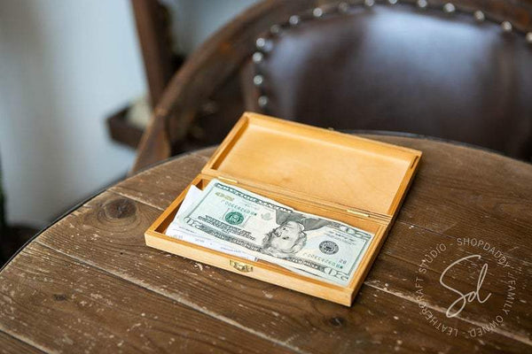 wooden guest check presenter box