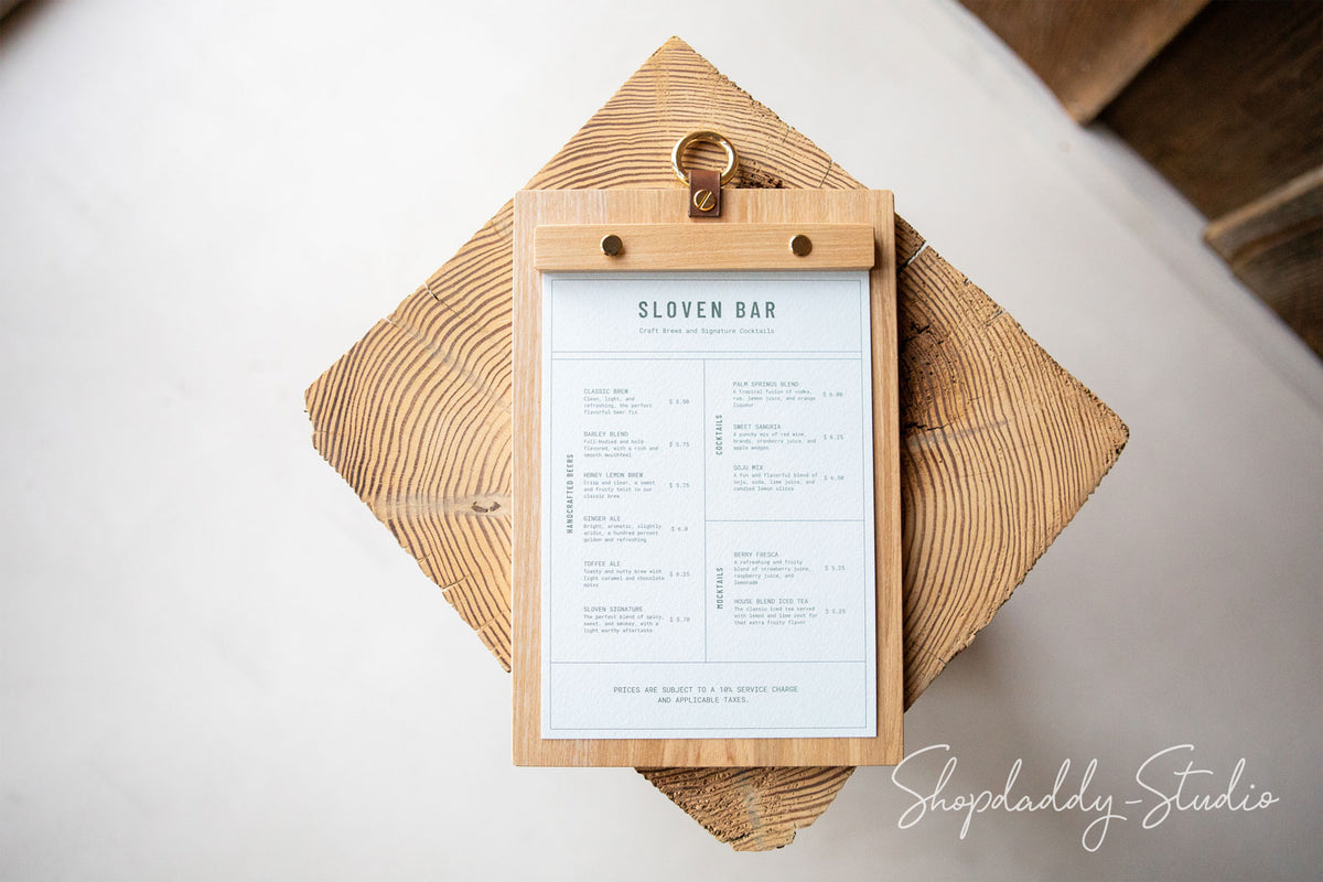 Lacquer Ashwood Menu Board with Metal Ring