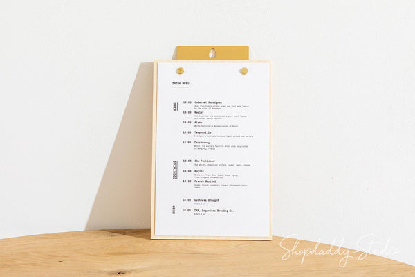 Plywood Lacquer Menu Holder with Brass Wall Mount