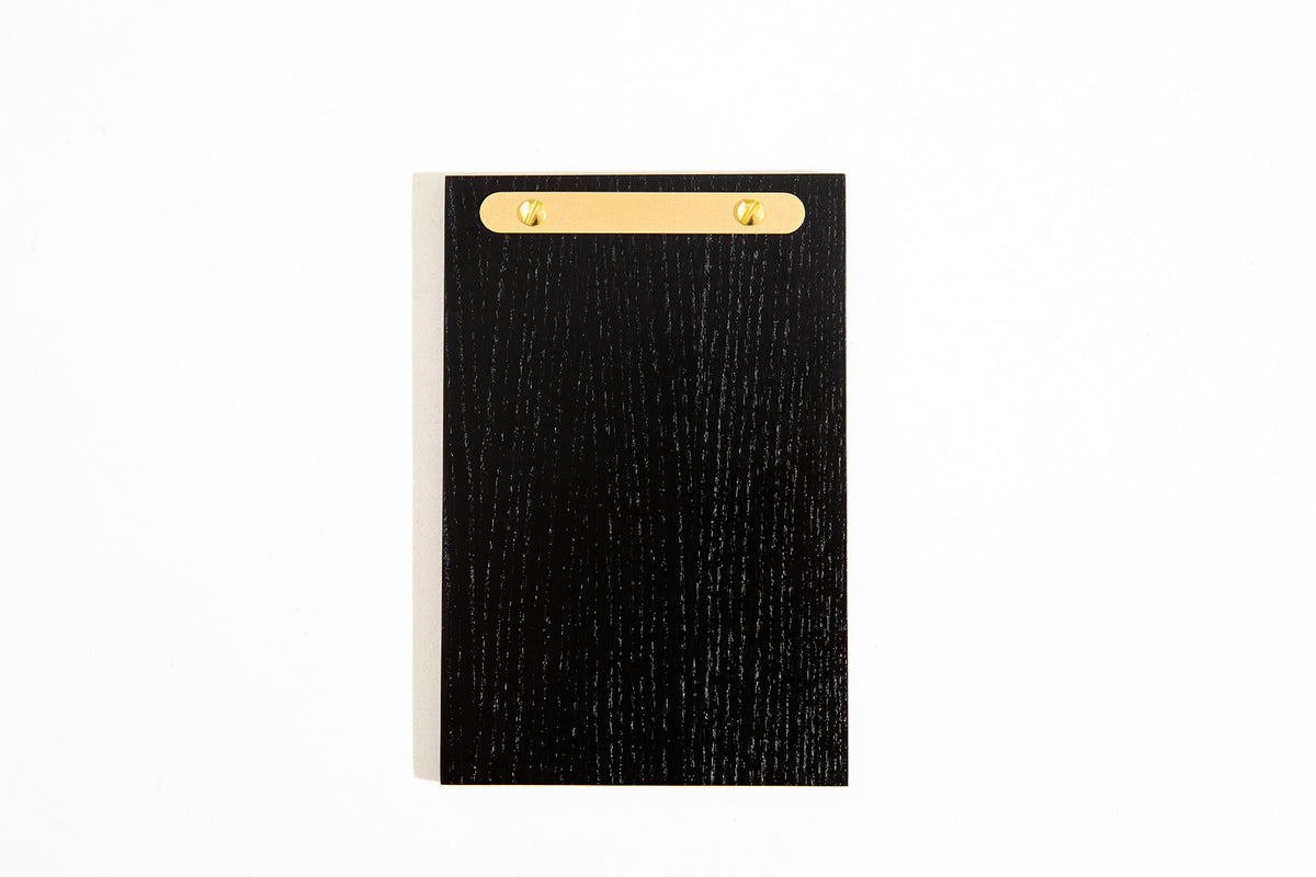 Ashwood Menu Holder with Rounded Brass Plank
