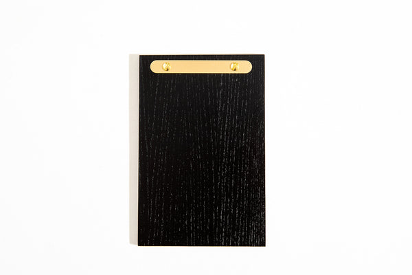Ashwood Menu Holder with Rounded Brass Plank