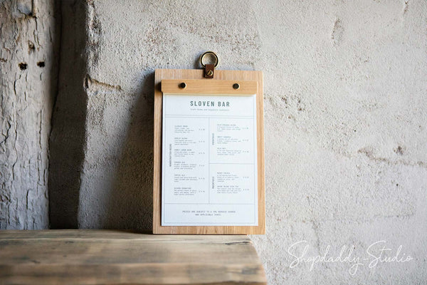 Lacquer Ashwood Menu Board with Metal Ring