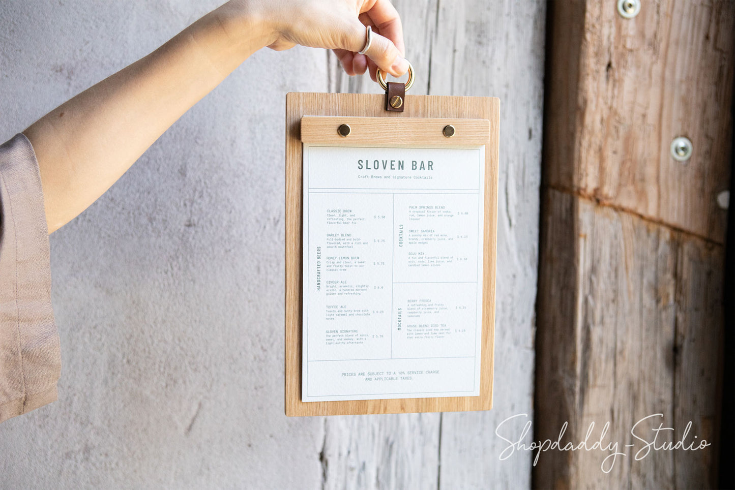 Lacquer Ashwood Menu Board with Metal Ring