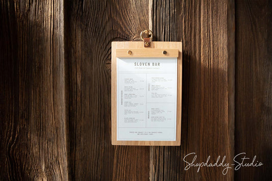 Lacquer Ashwood Menu Board with Metal Ring