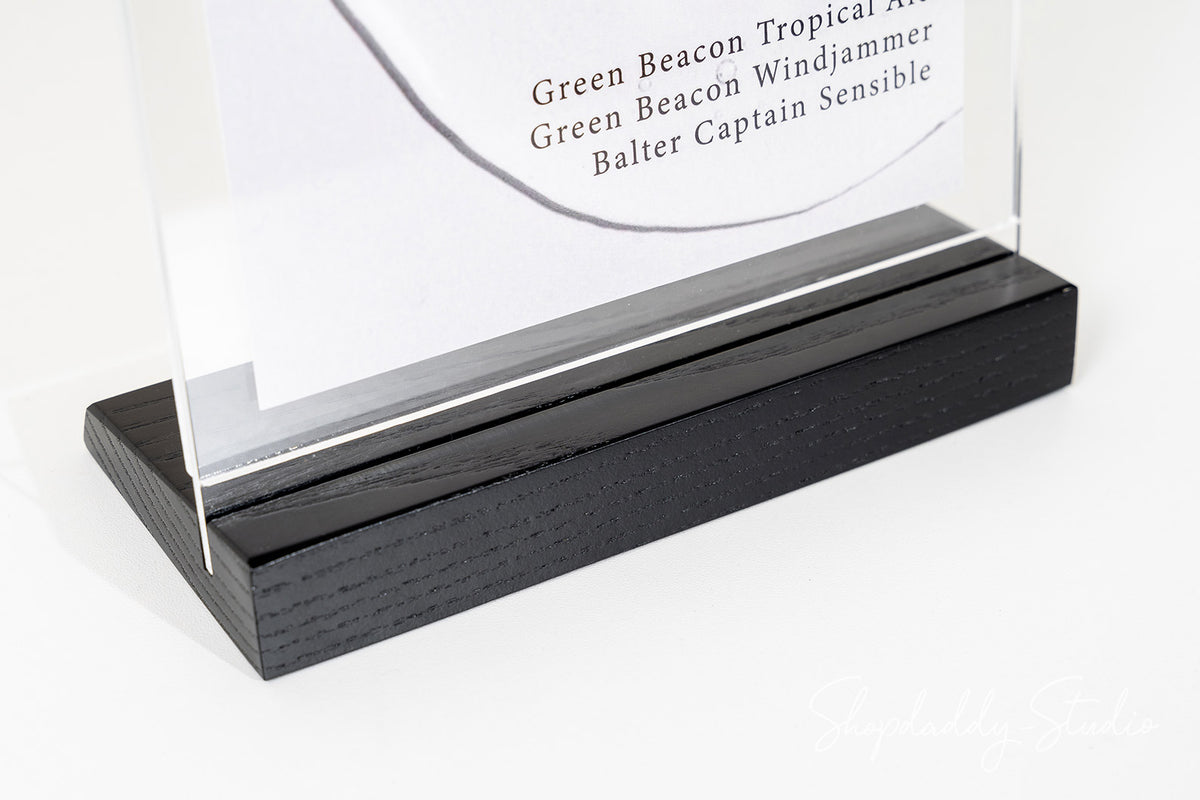Acrylic Menu Display Stand with Black Wooden Inclined Stand for bar