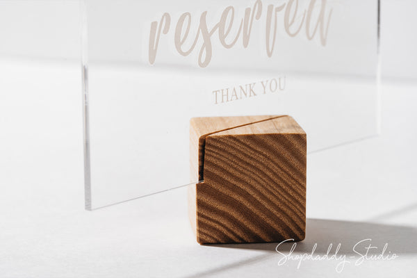 Acrylic Reservation Sign With Cube Wooden Stand for bar