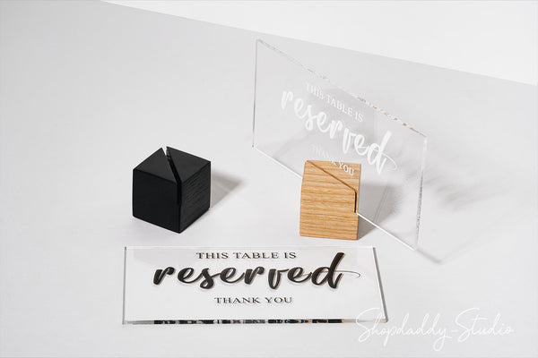 Acrylic Reservation Sign With Cube Wooden Stand for cafe