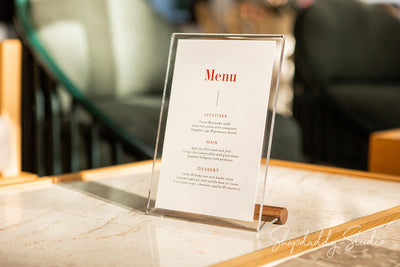 Acrylic Table Menu Holder with Walnut Ashwood Stand