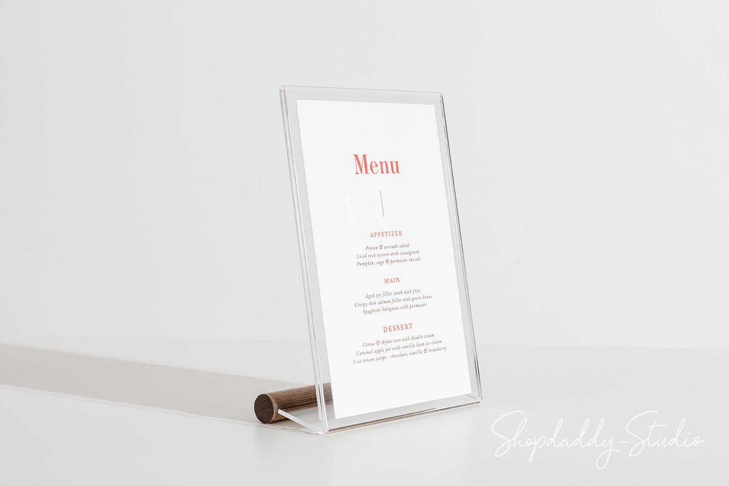 Acrylic Table Menu Holder with Walnut Ashwood Stand for bar