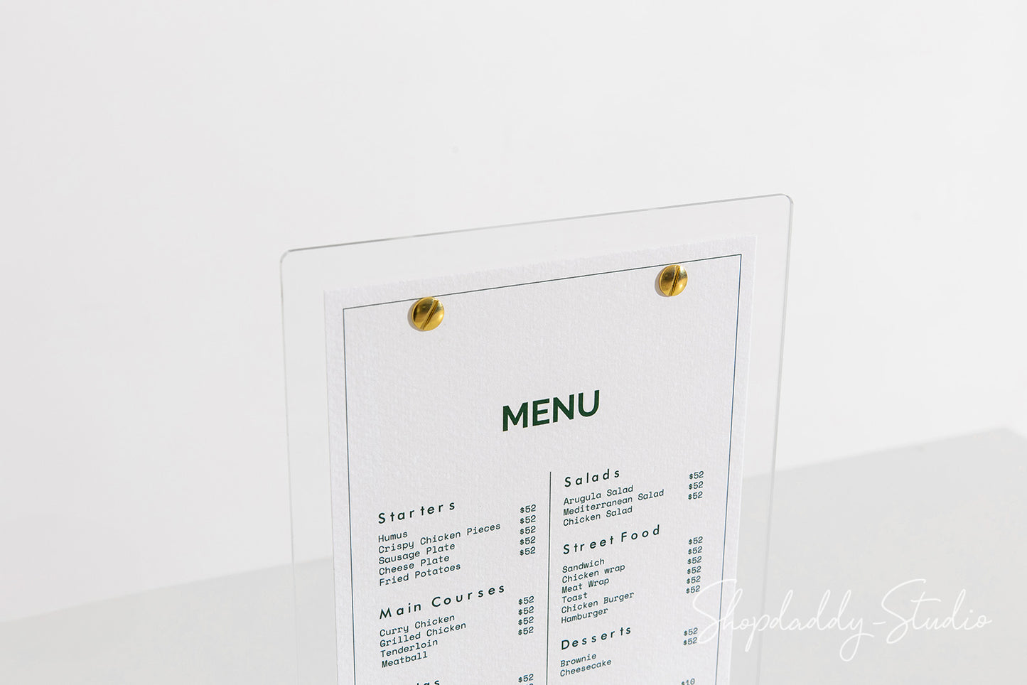 Acrylic Table Stand Menu Holder with Wooden Walnut Round Stand for cafe