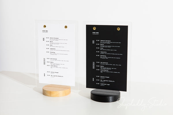 Acrylic Table Top Display Stand with Wooden Round Stand