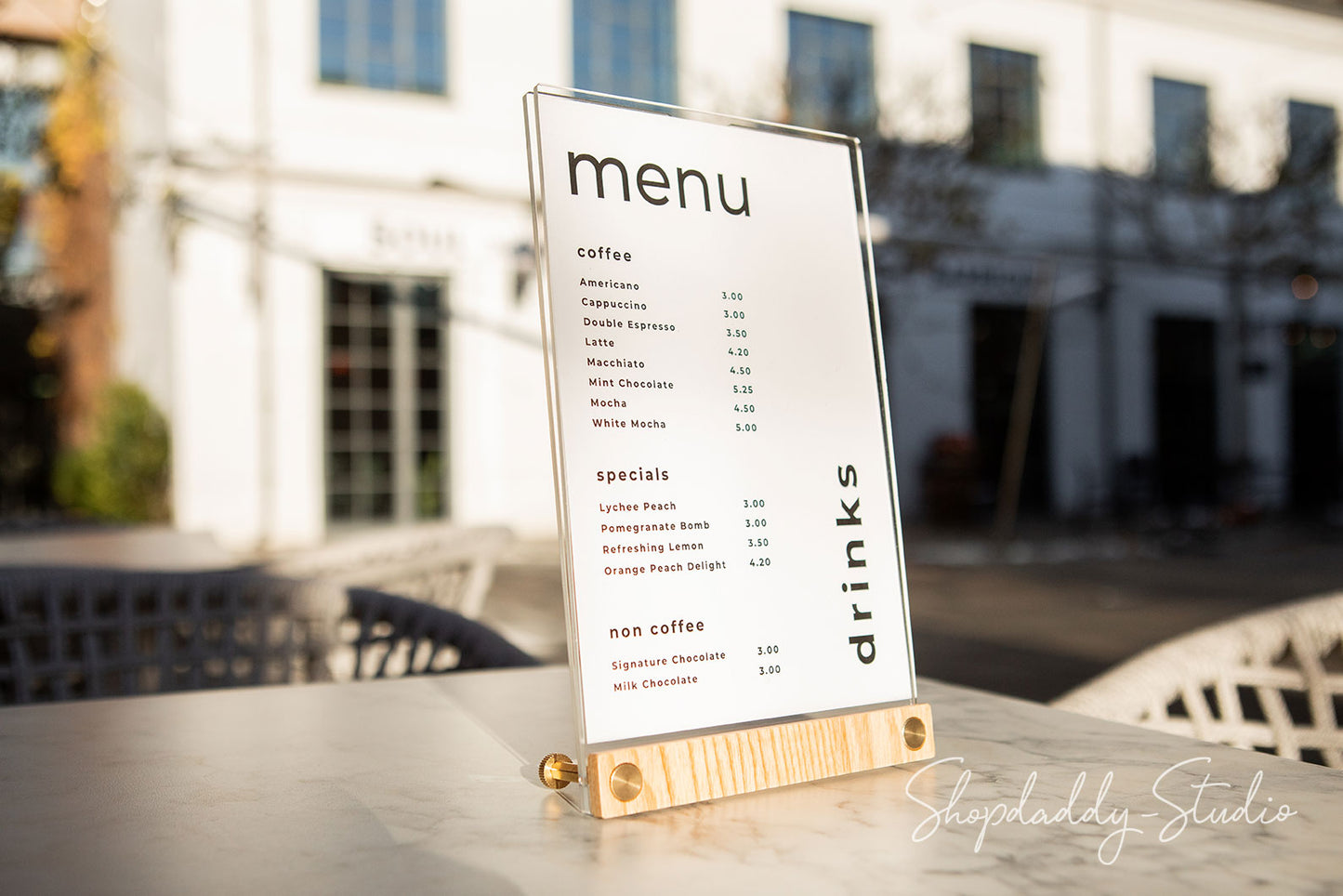 Acrylic Table Top Menu Stand with Double Transparent Sleeve for cafes