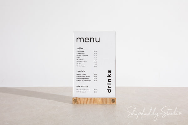 Acrylic Table Top Menu Stand with Double Transparent Sleeve for drink menu