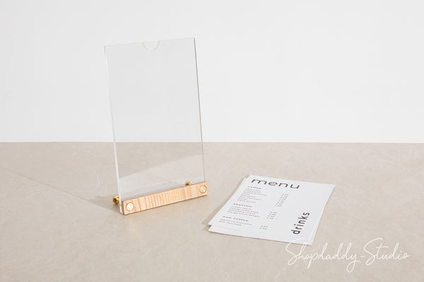 Acrylic Table Top Menu Stand with Double Transparent Sleeve for flyers 