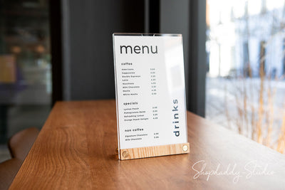 Acrylic Table Top Menu with Double Transparent Sleeve