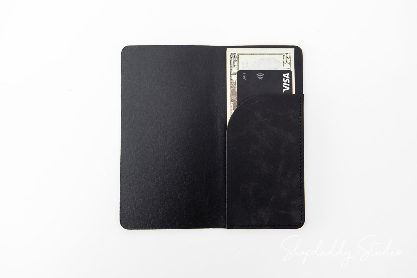 Antique Black Recycled Leather Check Presenter in details