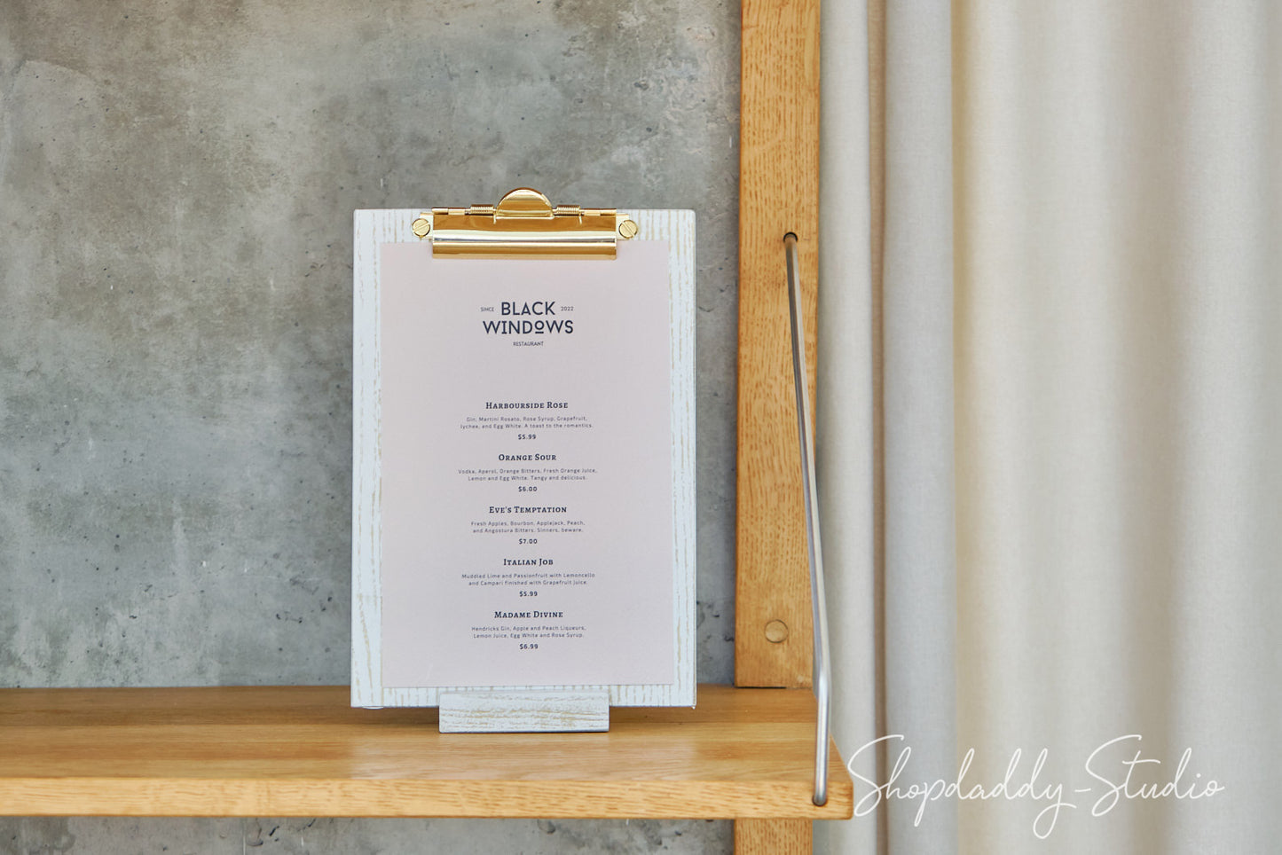 Ashwood Boho White Angled Sign Holder With Golden Clip for wedding