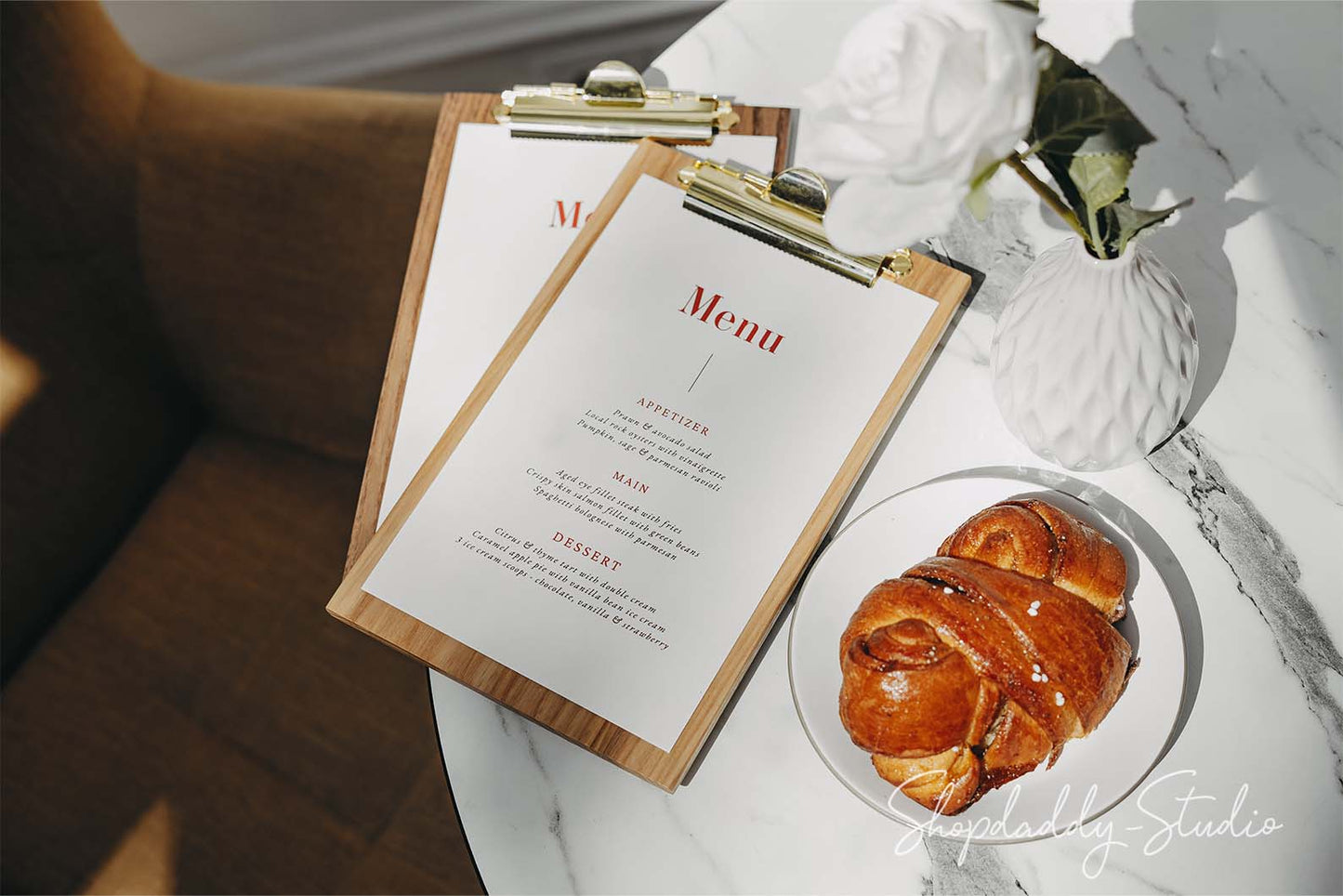 Ashwood Lacquer Menu Holder with Golden Clip