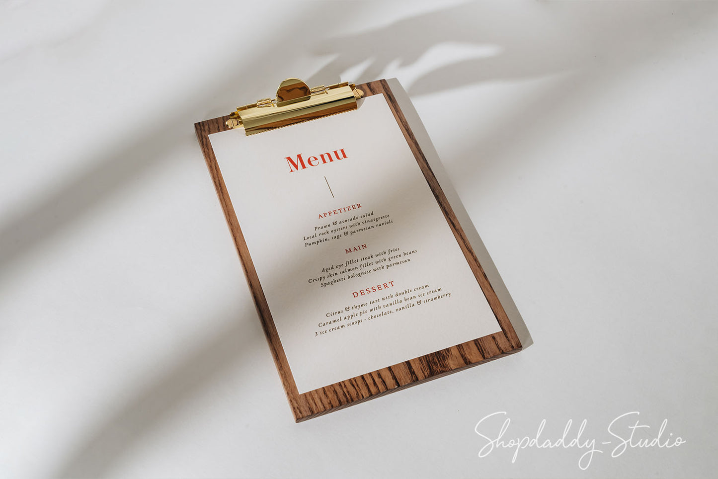 Ashwood Lacquer Menu Holder with Golden Clip for restaurant