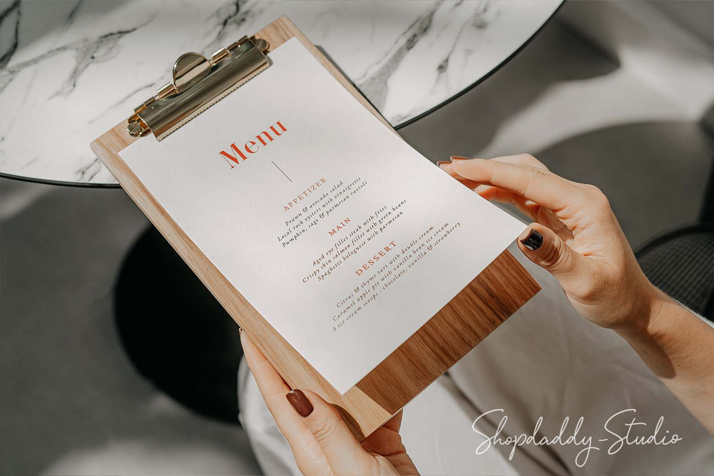 Ashwood Lacquer Menu Holder with Golden Clip for wine list