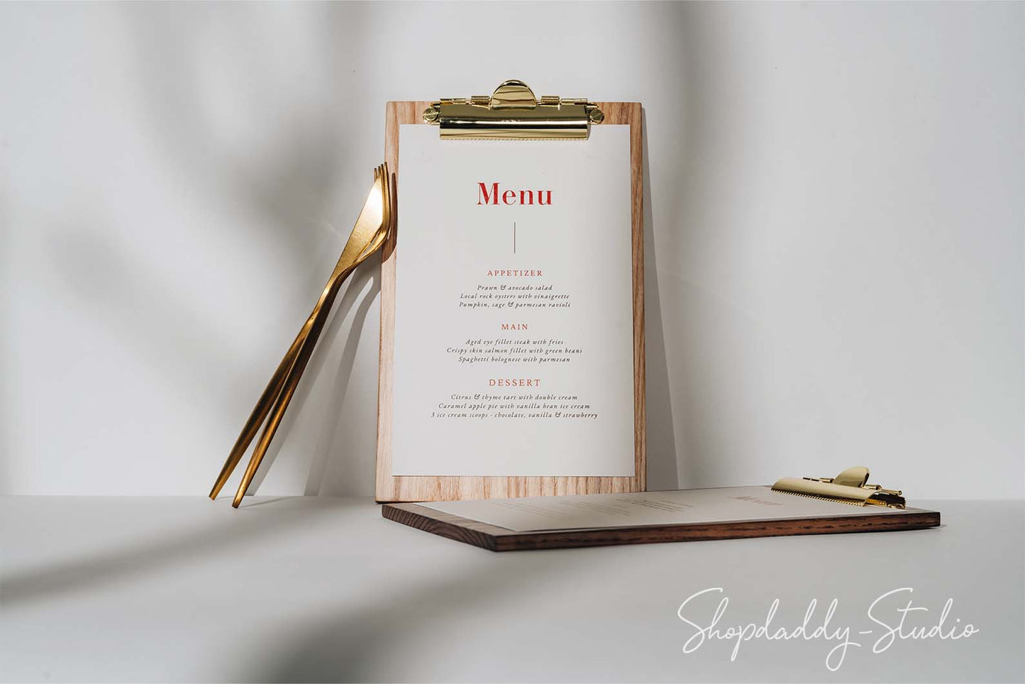 Ashwood Lacquer Menu board with Golden Clip for breakfast menu