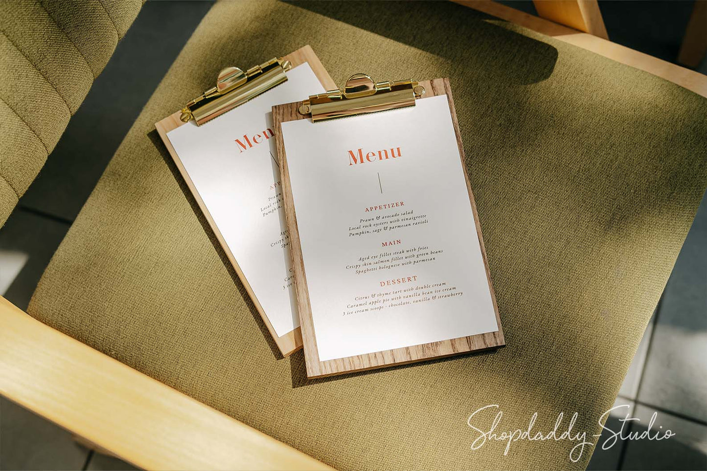 Ashwood Lacquer Menu board with Golden Clip for drink menu